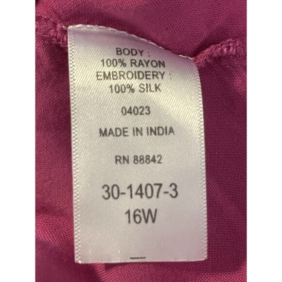 Denim 24/7 Silk Embroidered Floral Crochet Magenta Office Casual 16w Boho - Picture 12 of 12